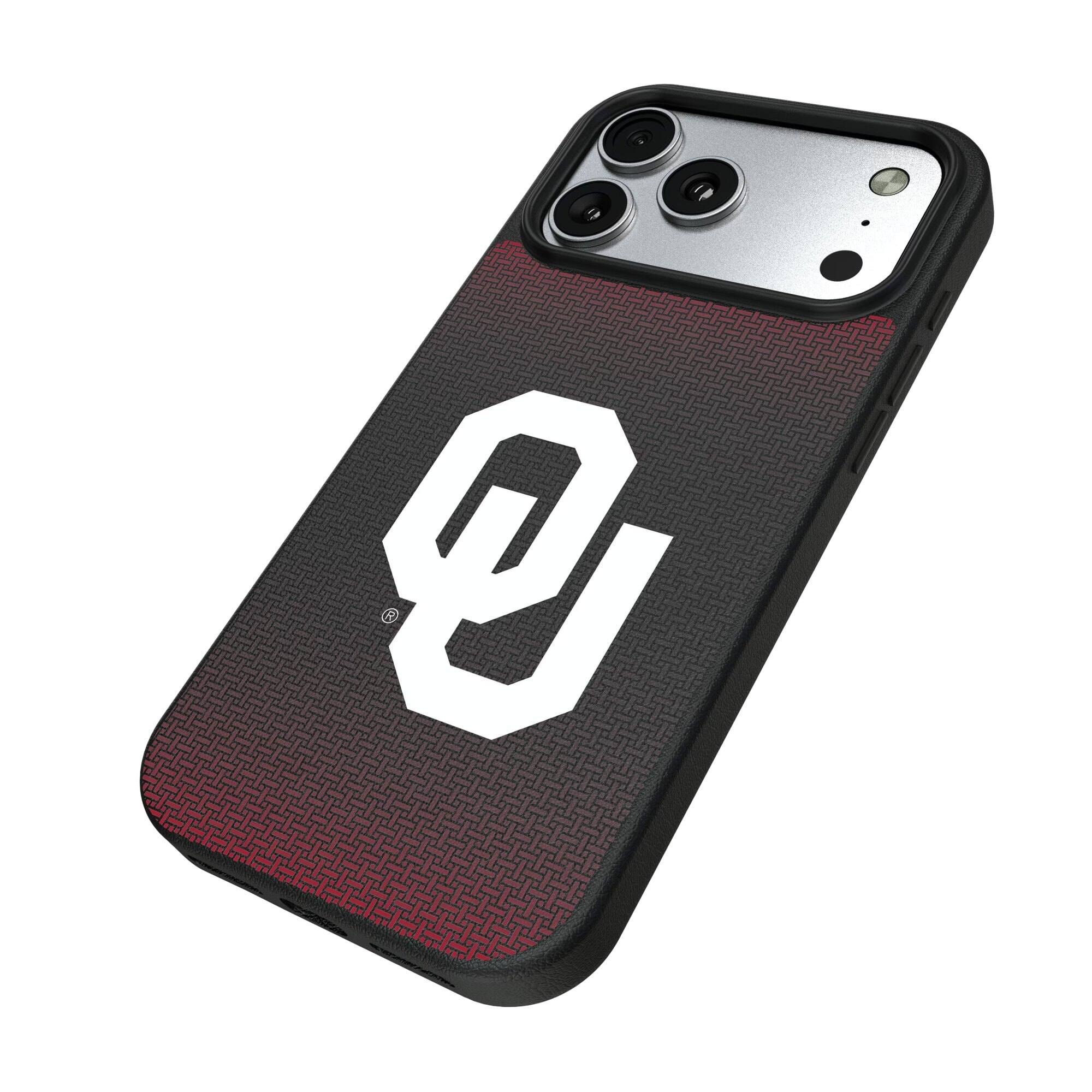 Alt View 1. Keyscaper - Oklahoma Sooners Linen Logo iPhone Magnetic Bump Case - 15 - Black.