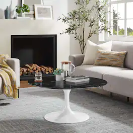 Modway - Lippa Round Artificial Marble Coffee Table - White Black