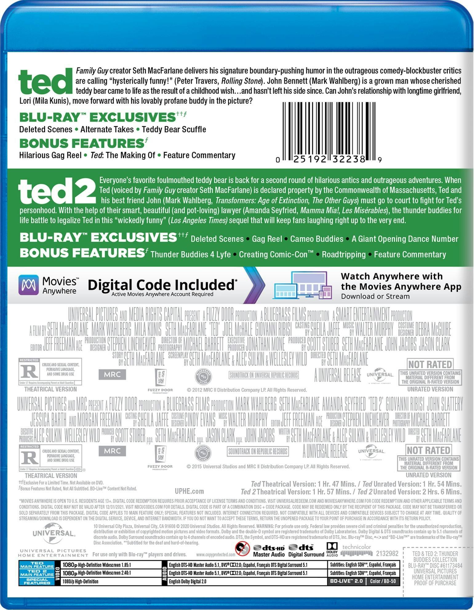 Back. Ted/Ted 2 (Blu-ray + Digital HD) [Blu-ray].