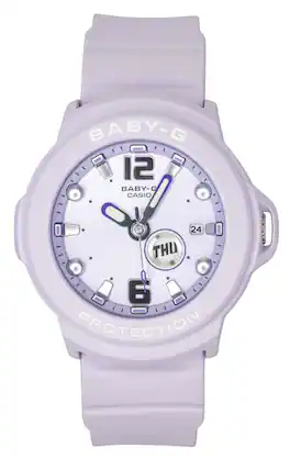 Casio - Baby-G Plus Analog Resin Dial Quartz BGA-15K-6A 100M Women's Watch With Convertible Holder - Purple