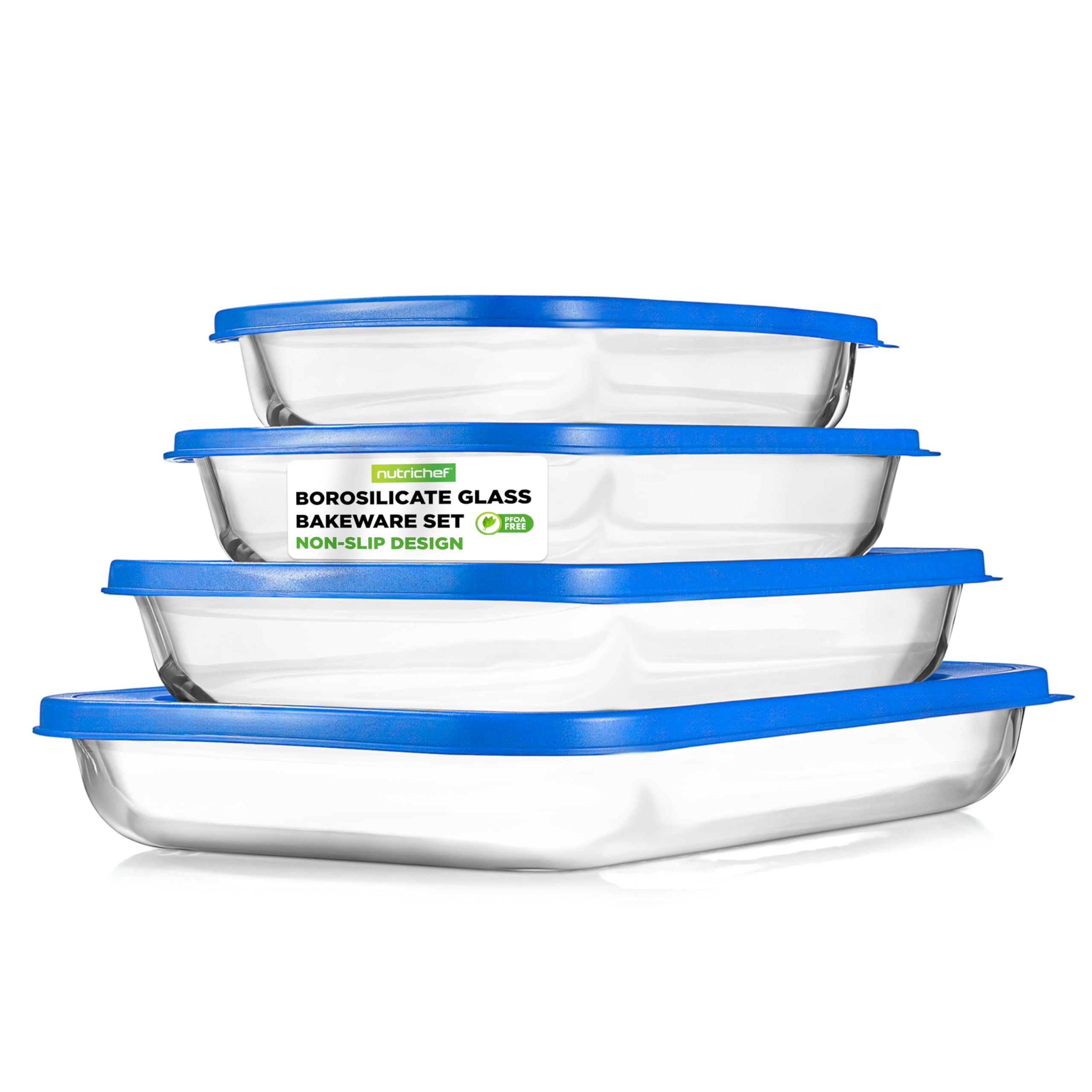 nutrichef BOROSILICATE GLASS BAKEWARE SET 10A NON-SLIP DESIGN