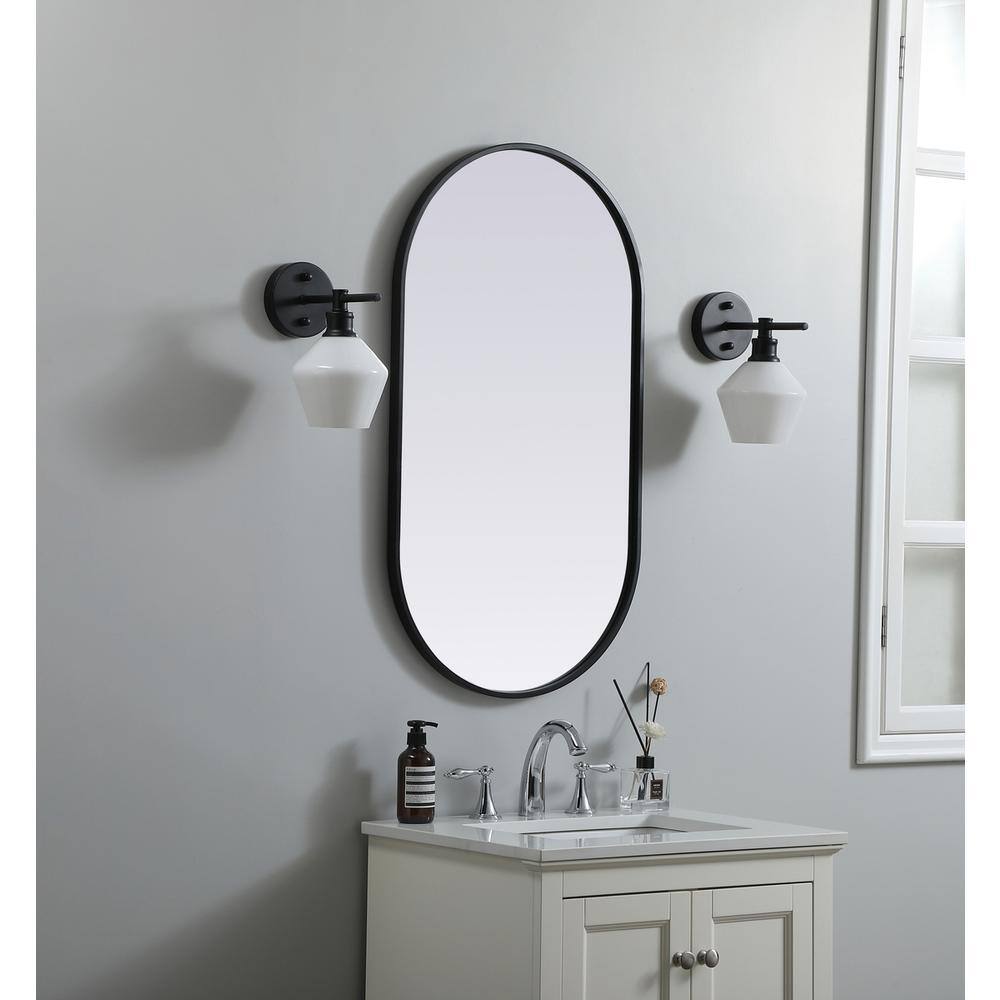 Alt View 6. Elegant Decor - Metal Frame Oval Mirror 20x36 Inch in Black - Black.