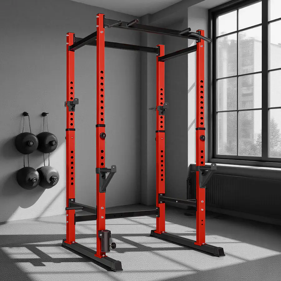Powerlifting Rack Mat KERDOM Heavy Duty Stable Squat Rack Height Adjustable Weight Lifting ...