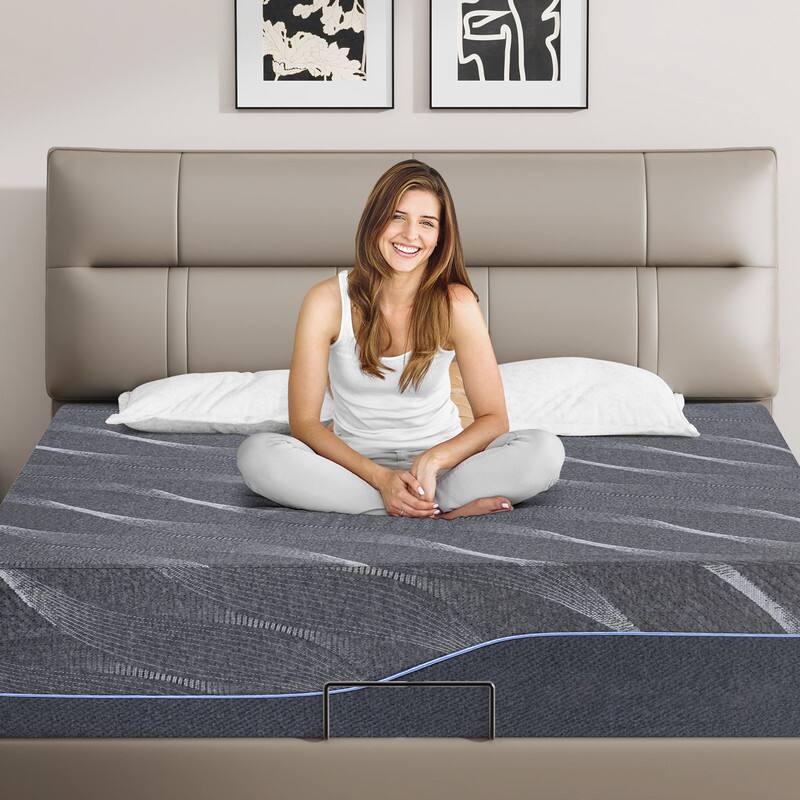 Left. Vipbear - Vipbear 14 Inch Grey Gel Memory Foam Mattress, Deep Sleep Firm Mattresses for Back Pain - Gray.