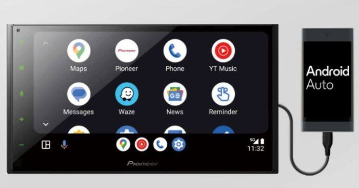 Maps  
Pioneer  
Phone  
YT Music  
Messages  
Waze  
News  
Reminder  

Android Auto  

Pioneer  

11:32