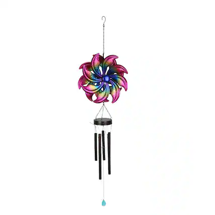 Front. Things2Die4 - Metal Purple Rainbow Wind Spinner Hanging Chimes Outdoor Decor Garden 47 Inches - Multicolored.