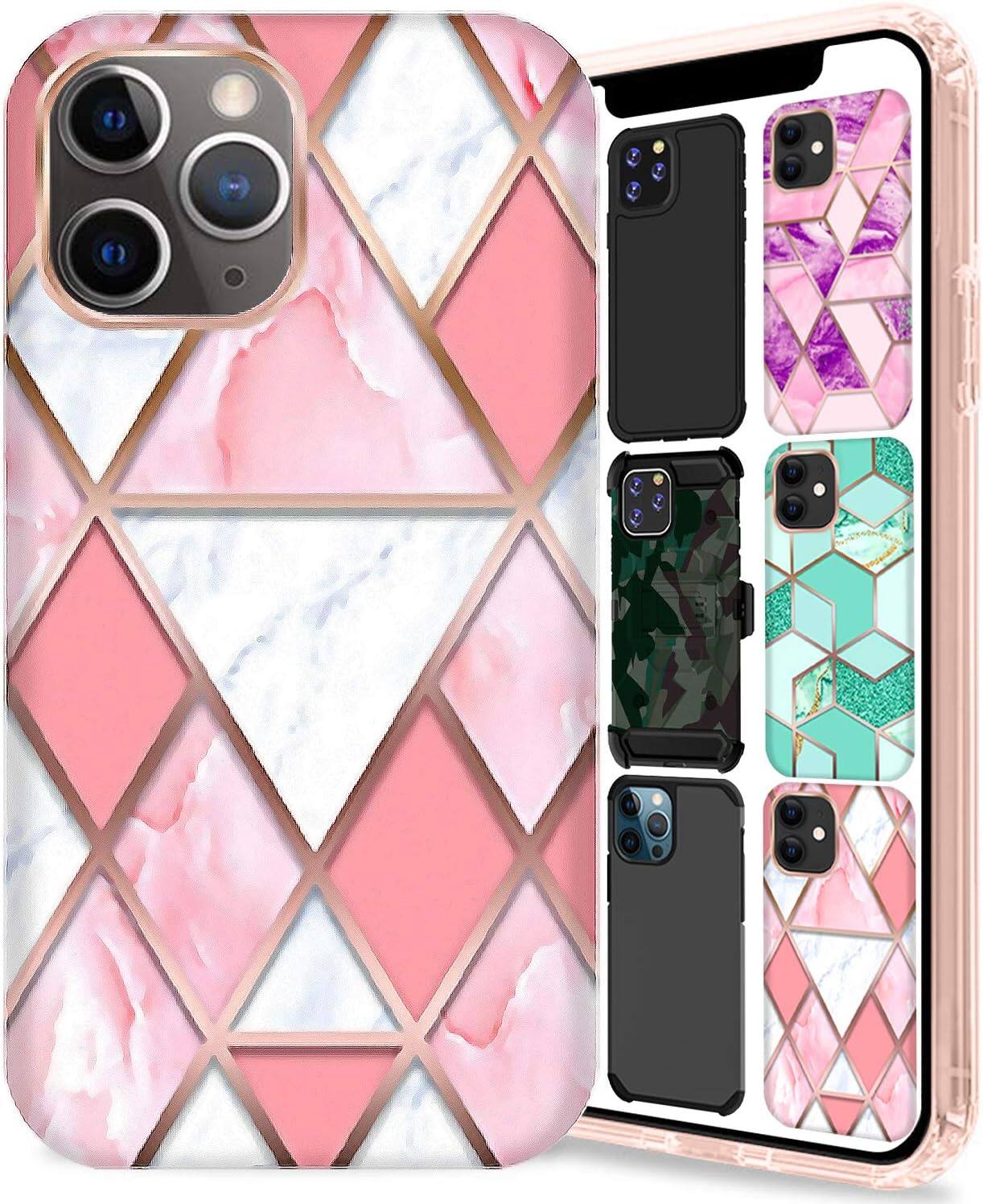 Front. DuraSafe Cases - iPhone 11 PRO Max - 6.5" Slim Printed Protective Phone Case - Pink Marble.