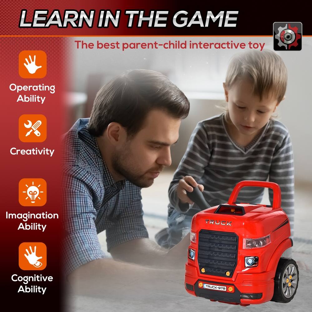 LEARN IN THE GAME  
The best parent-child interactive toy

- Operating Ability
- Creativity
- Imagination Ability
- Cognitive Ability

TRUCK  
TRUCK-978