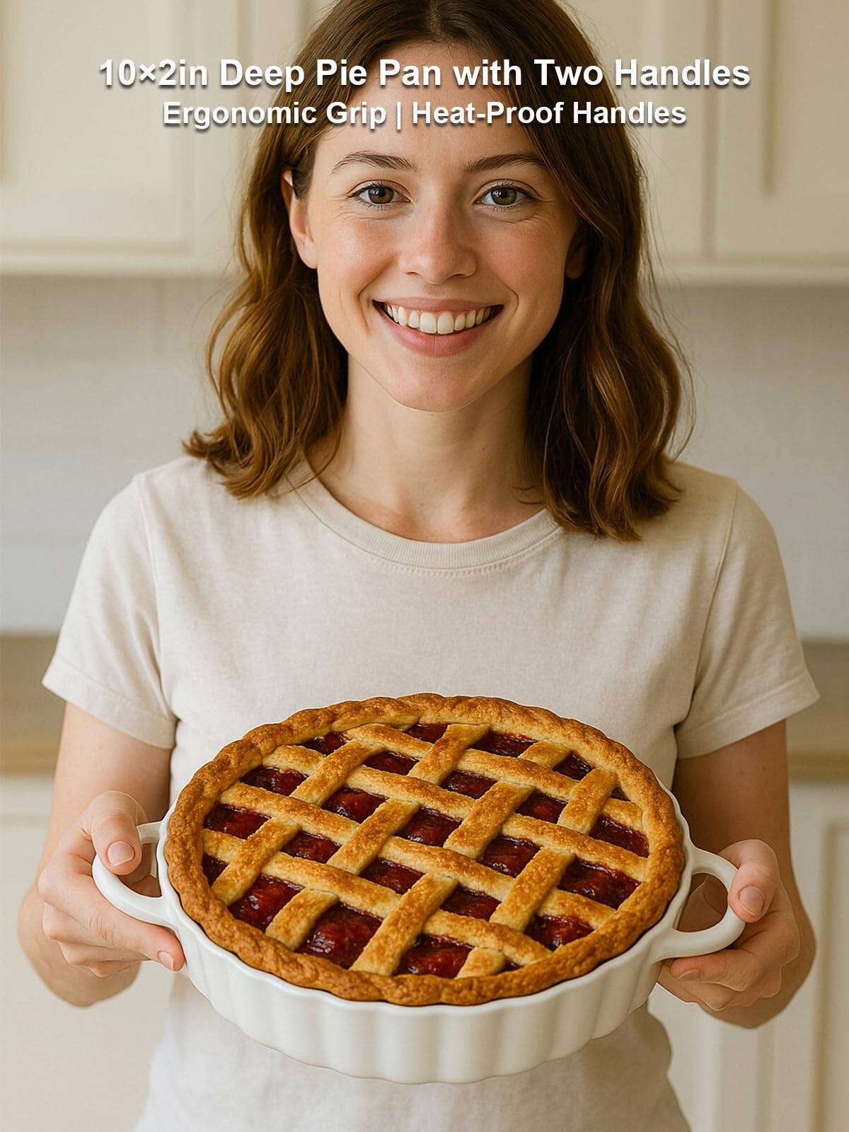 10x2in Deep Pie Pan with Two Handles  
Ergonomic Grip | Heat-Proof Handles