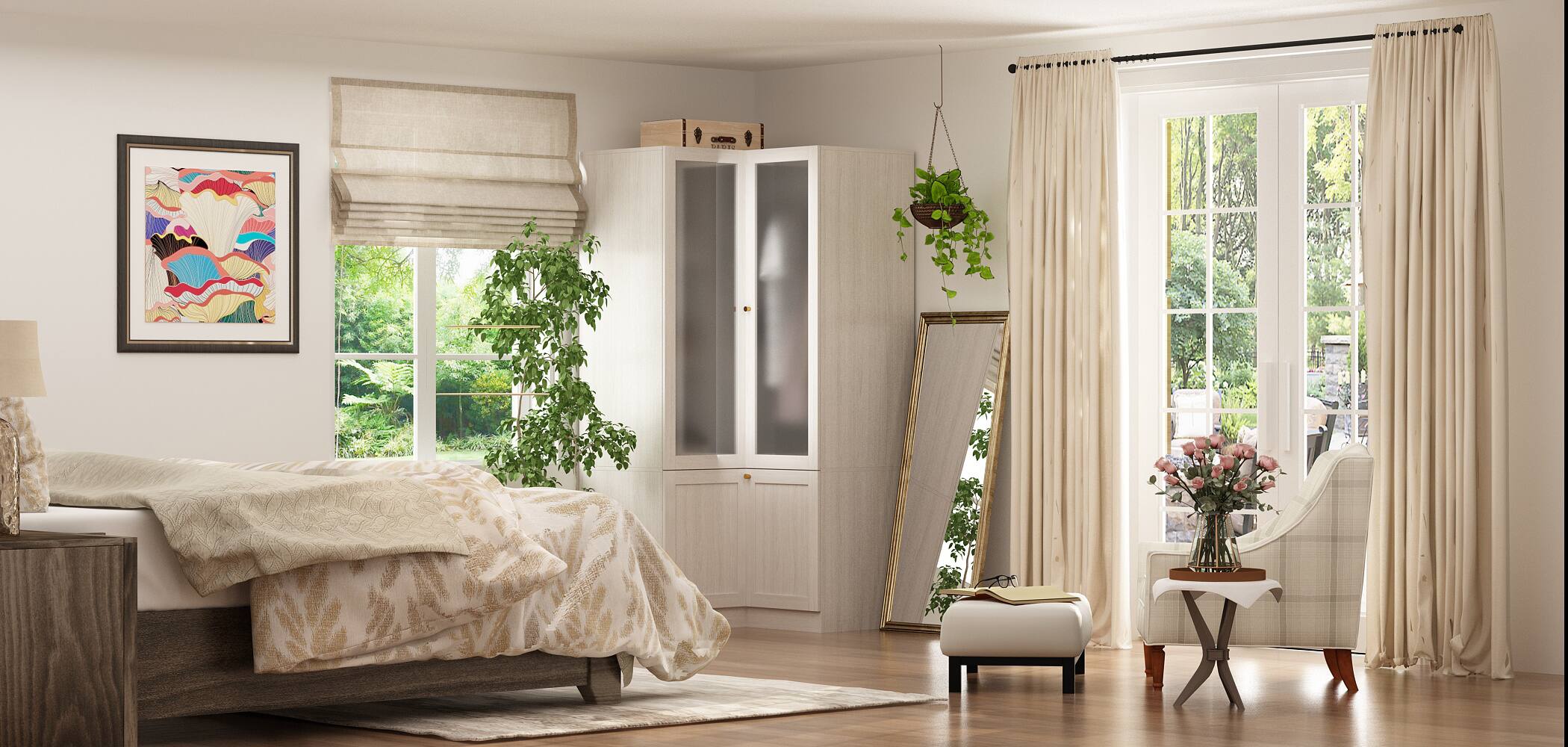 Alt View 10. FUFU&GAGA - FUFU&GAGA Modern Corner Wardrobe with Anti - Tip for Bedroom Storage  Optimized for Space Saving Organization - White.