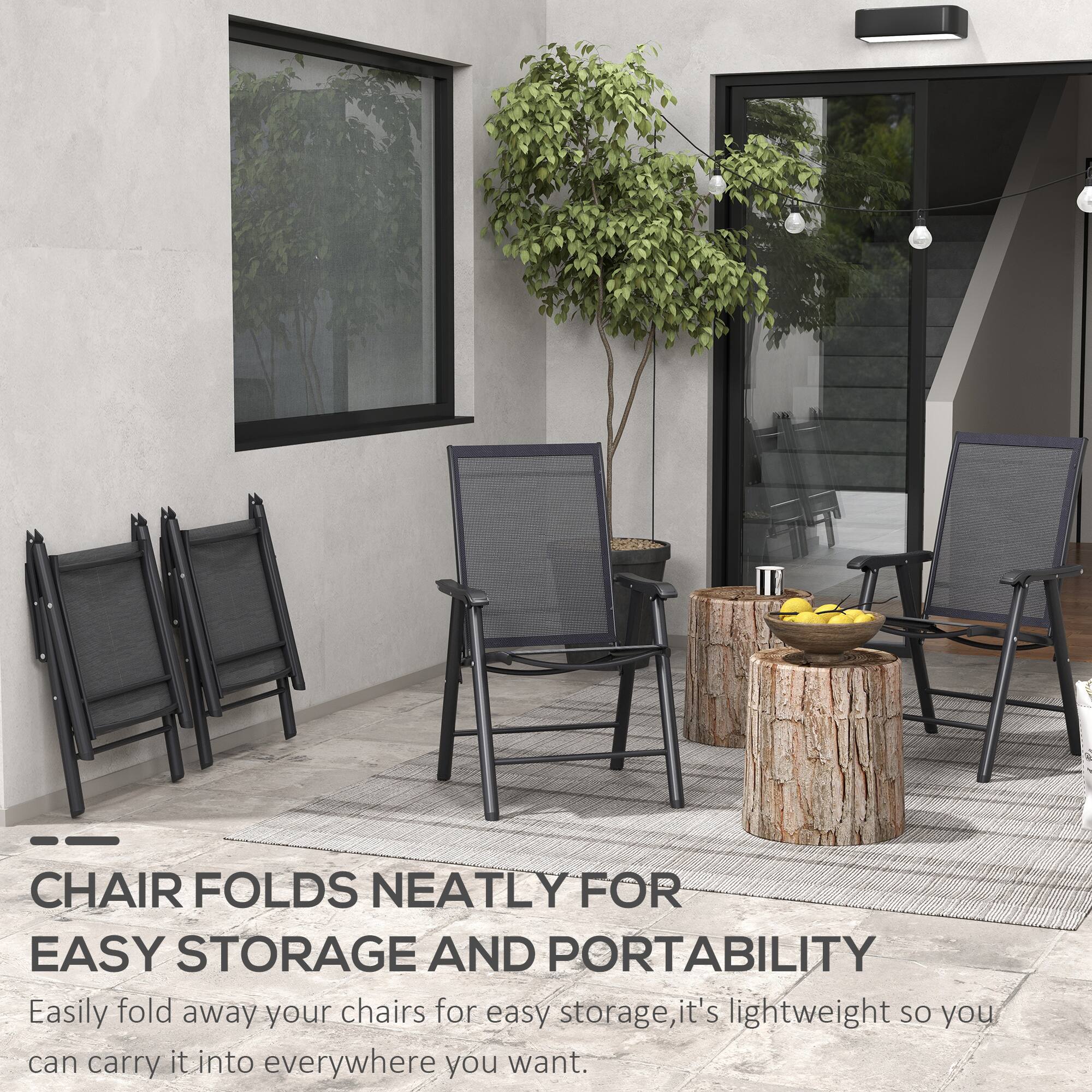 **CHAIR FOLDS NEATLY FOR EASY STORAGE AND PORTABILITY**

Easily fold away your chairs for easy storage, it's lightweight so you can carry it into everywhere you want.
