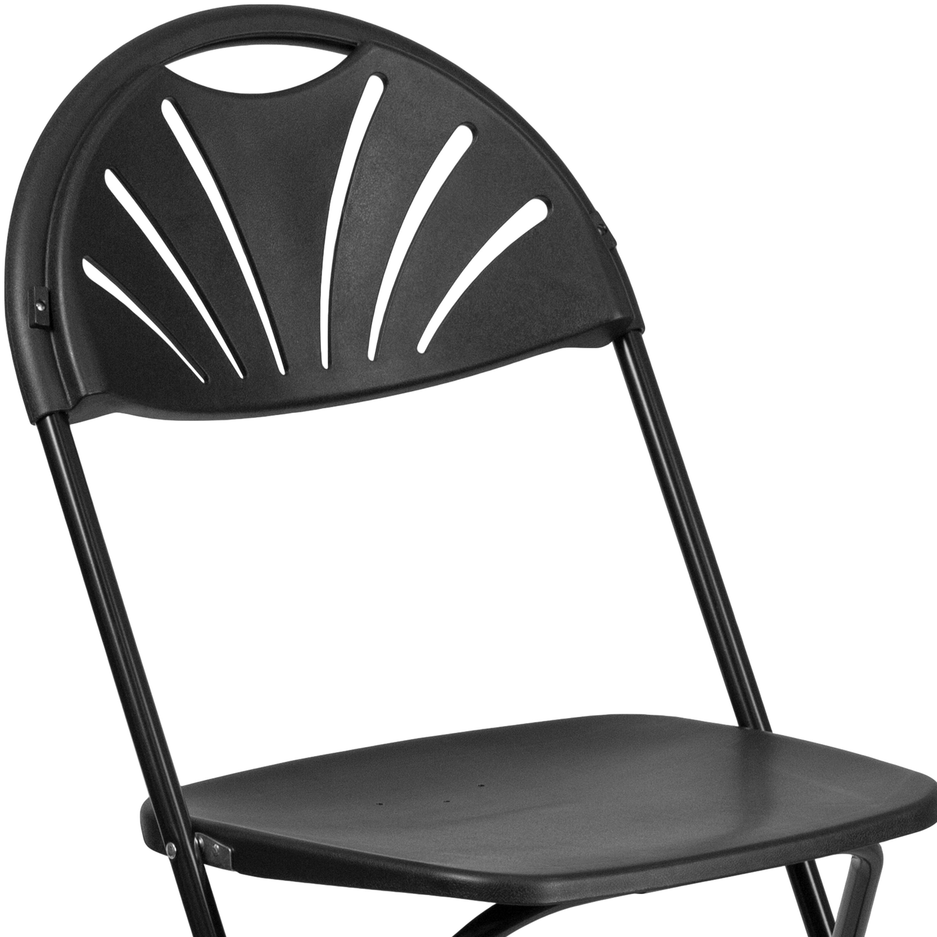 Alt View 9. Emma + Oliver - 8 Pack Wedding/Event Stackable Fan Back Plastic Folding Chair - Black.