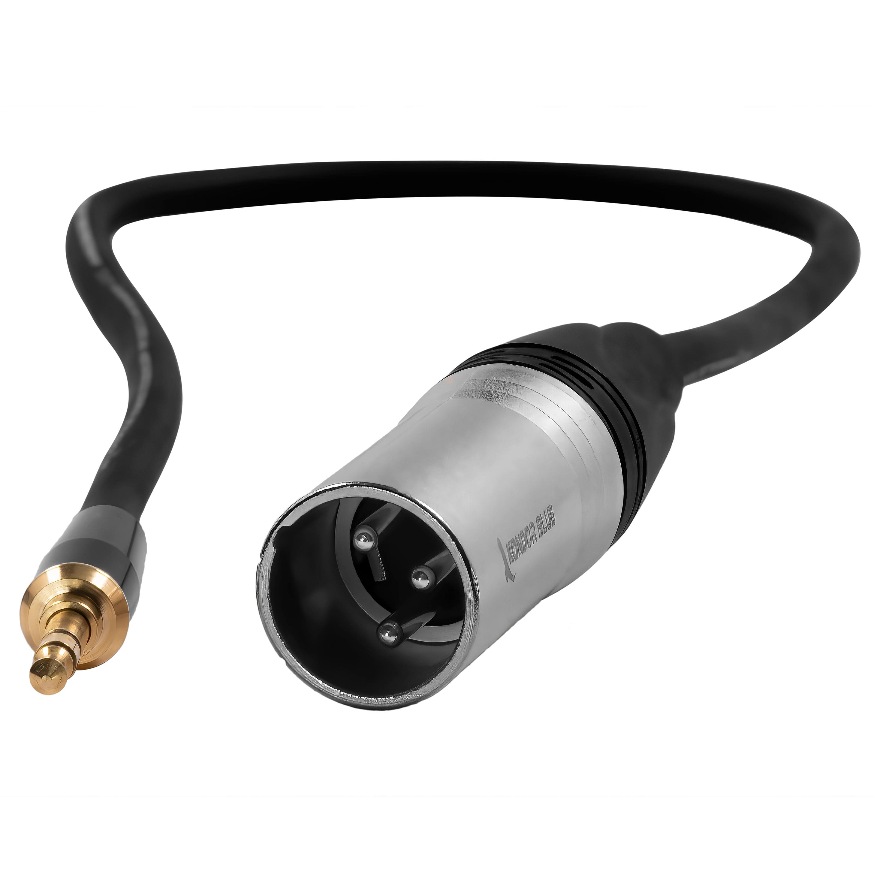 Kondor Blue - 16" 3 Pin XLR Male to 3.5mm Male Mini TRS Cable | For Studio Microphone Connection + More - Black