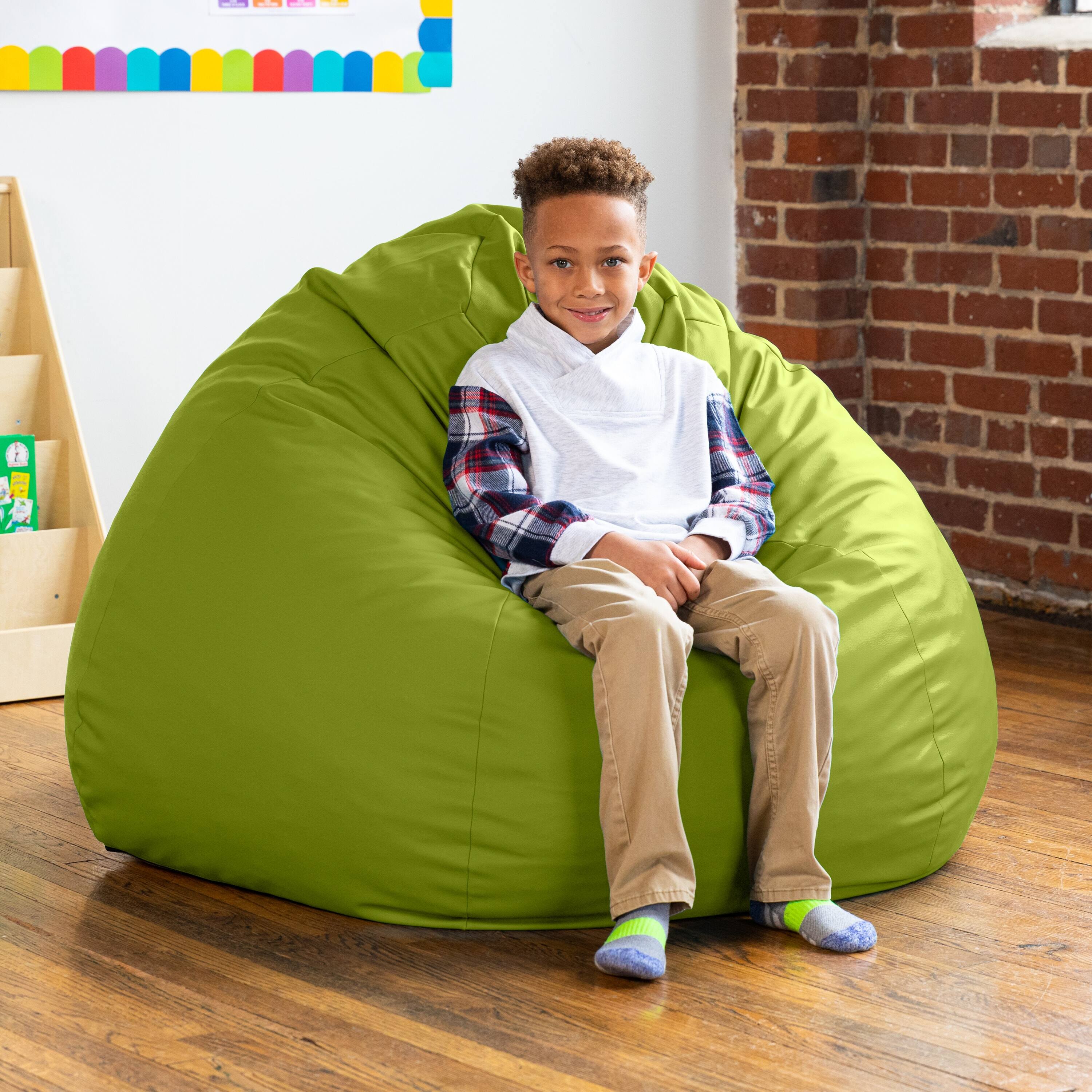 Alt View 1. Jaxx - Jaxx Gumdrop Commercial Grade Bean Bag for Educational Environments, Large Size - Premium Vinyl - Green - Green.