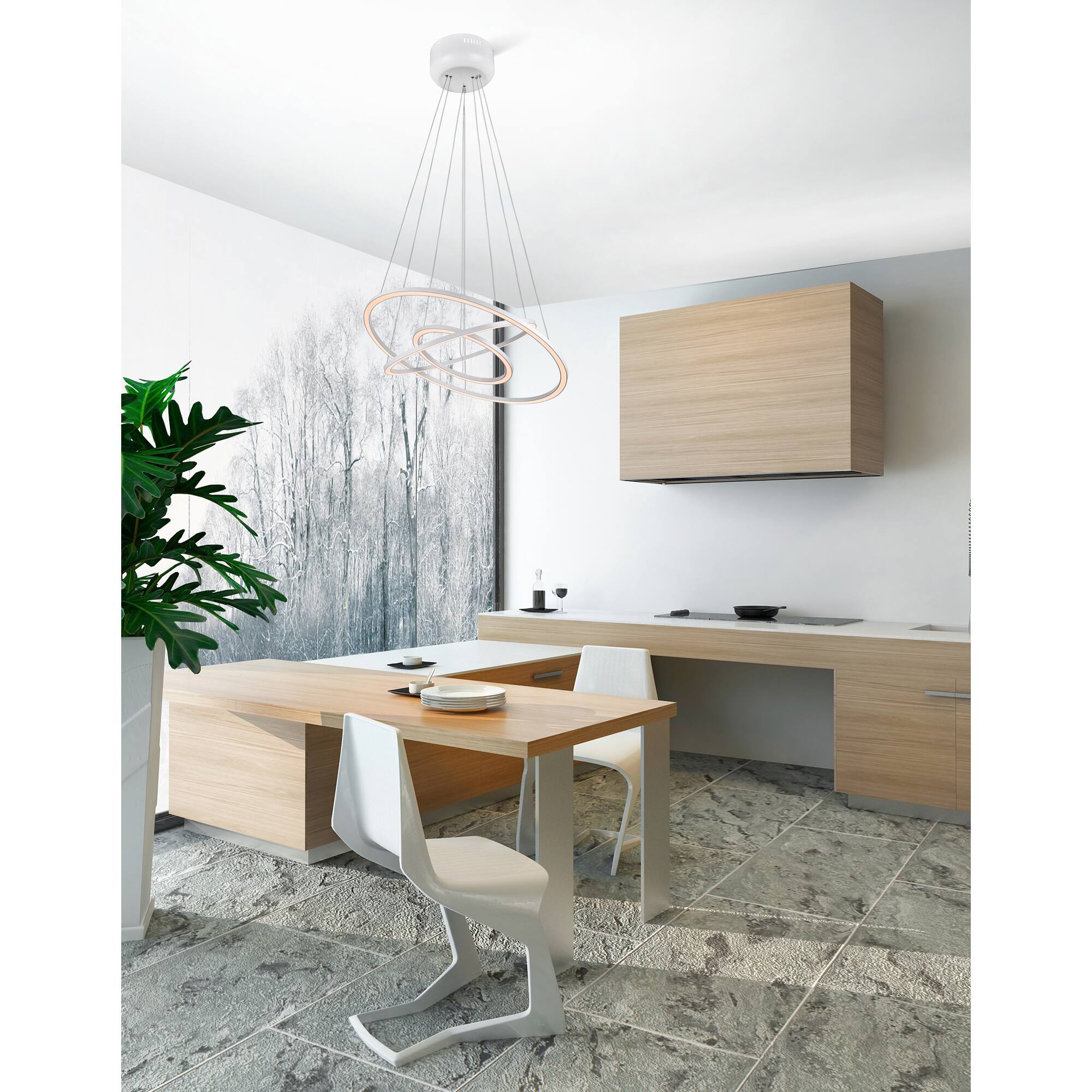 Alt View 3. CWI Lighting - Chalice LED Chandelier With White Finish - White.