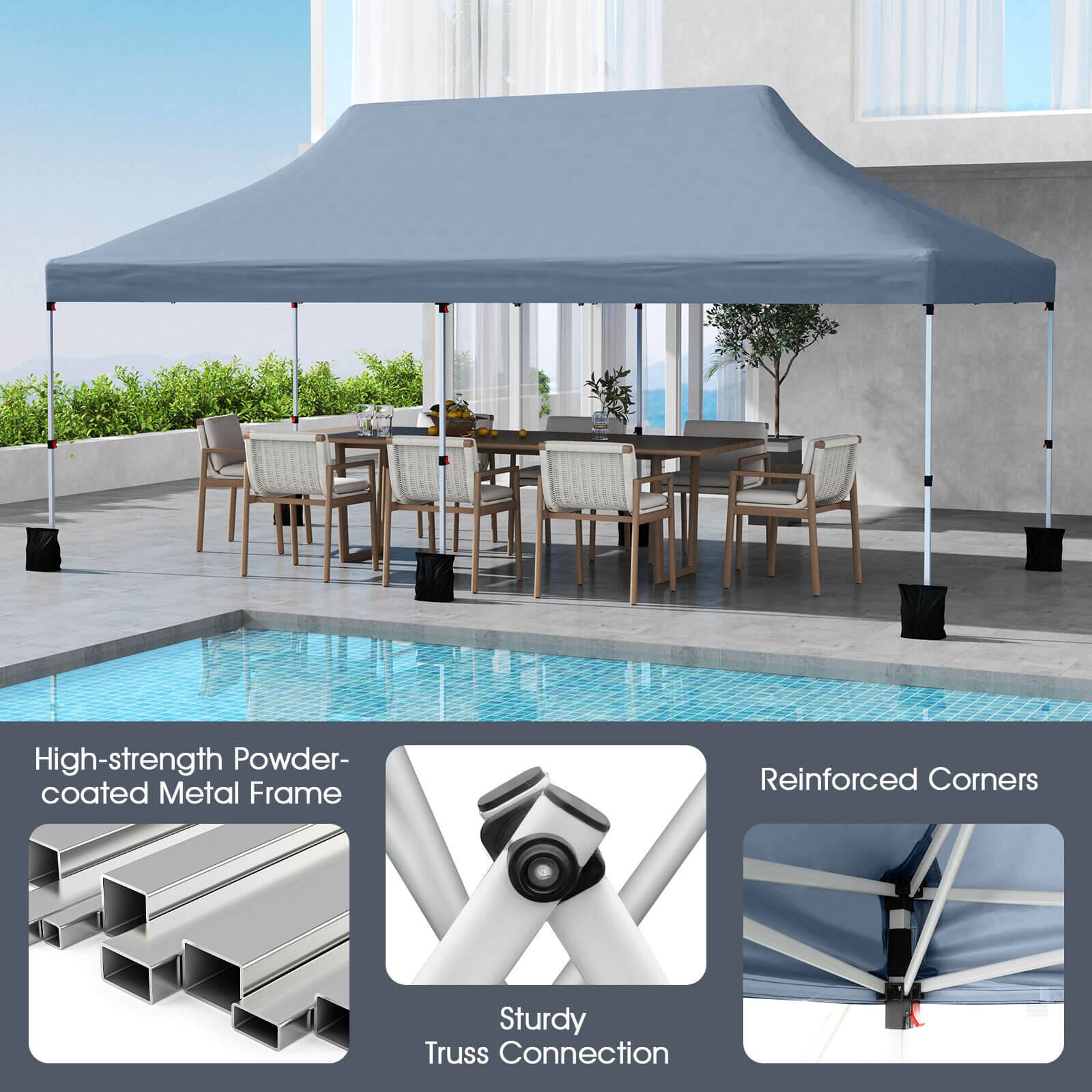 High-strength Powder-coated Metal Frame  
Sturdy Truss Connection  
Reinforced Corners