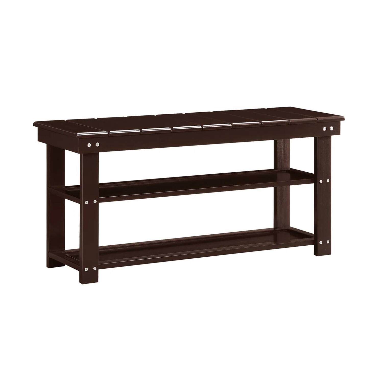 Angle. Hivvago - Espresso Brown Wood 2-Shelf Shoe Rack Storage Bench For Entryway or Closet - Espresso.
