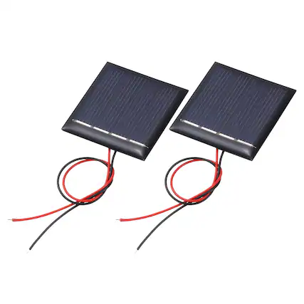 Front. Unique Bargains - 2pcs 2V 0.08W 40mA Mini Solar Panels, Polycrystalline Solar Cell with Cable for DIY Toy Charger - Black.