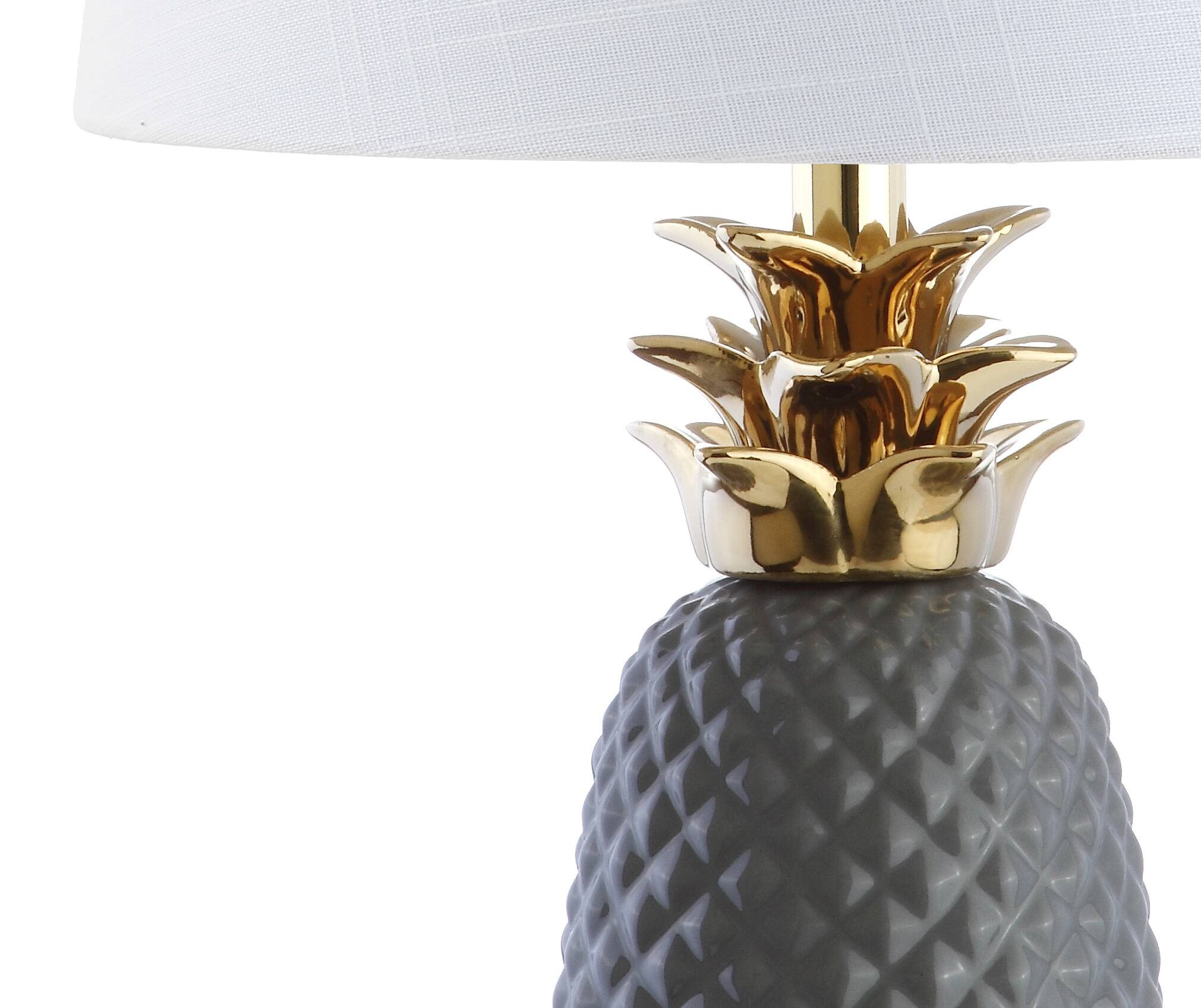 Alt View 6. Jonathan Y - Pineapple 23" Ceramic LED Table Lamp, Gray/Gold - Gray/Gold.
