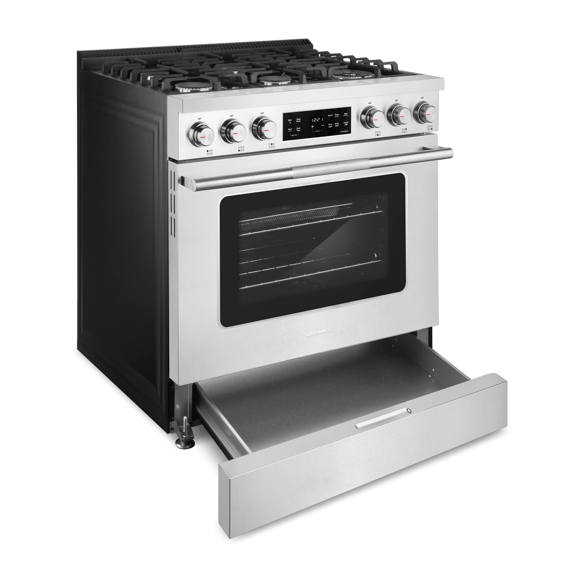 Alt View 3. COSMO - COS-RGS366SS 36 in. Stellar Collection 5.8 cu. ft. Gas Range, 6 Burners, Convection Oven, Cast Iron Grates - Stainless Steel.
