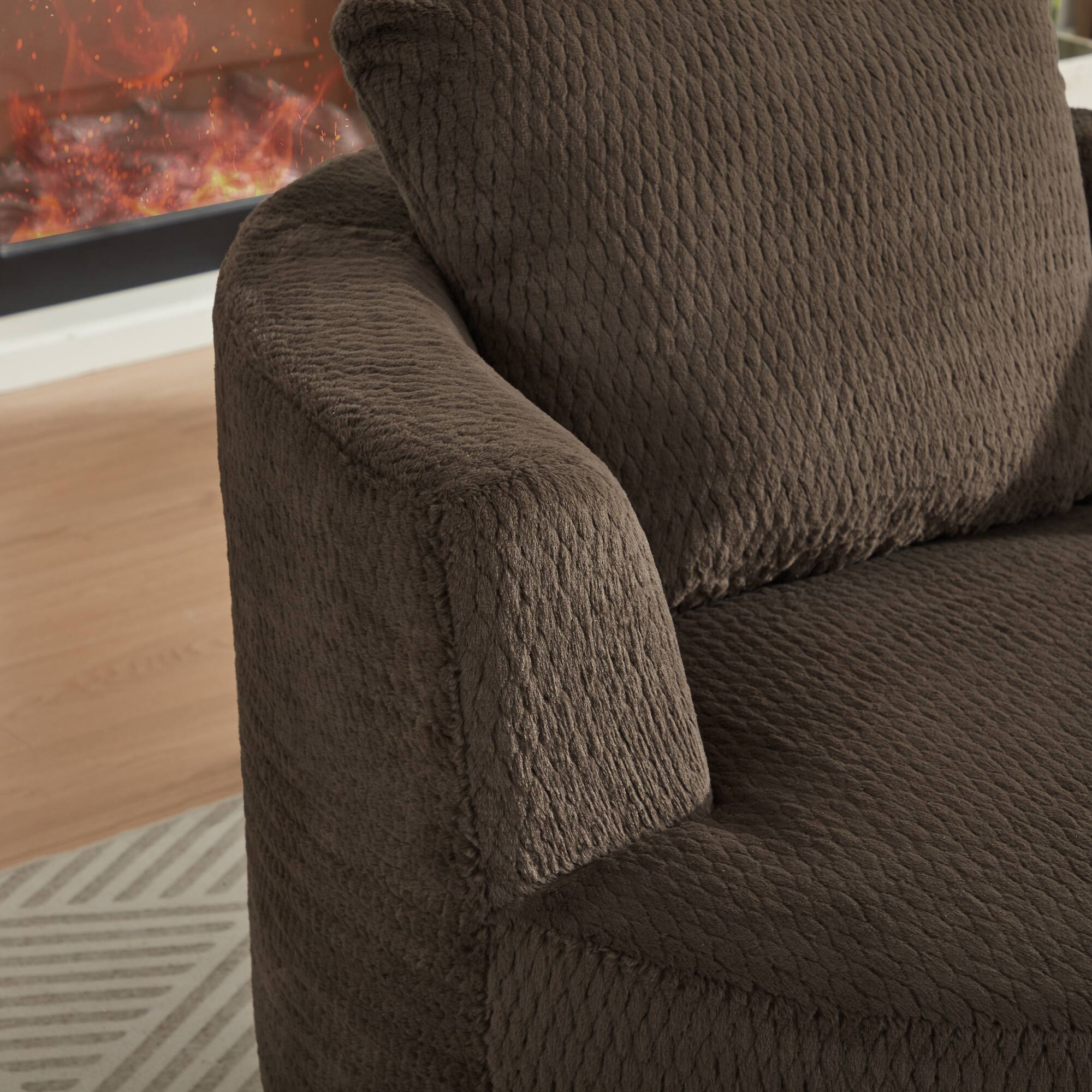 Alt View 1. GOODSILO - Modern 360-Degree Swivel Accent Chair with Plush Comfort and Sturdy Base for Living Spaces - Dark Brown.