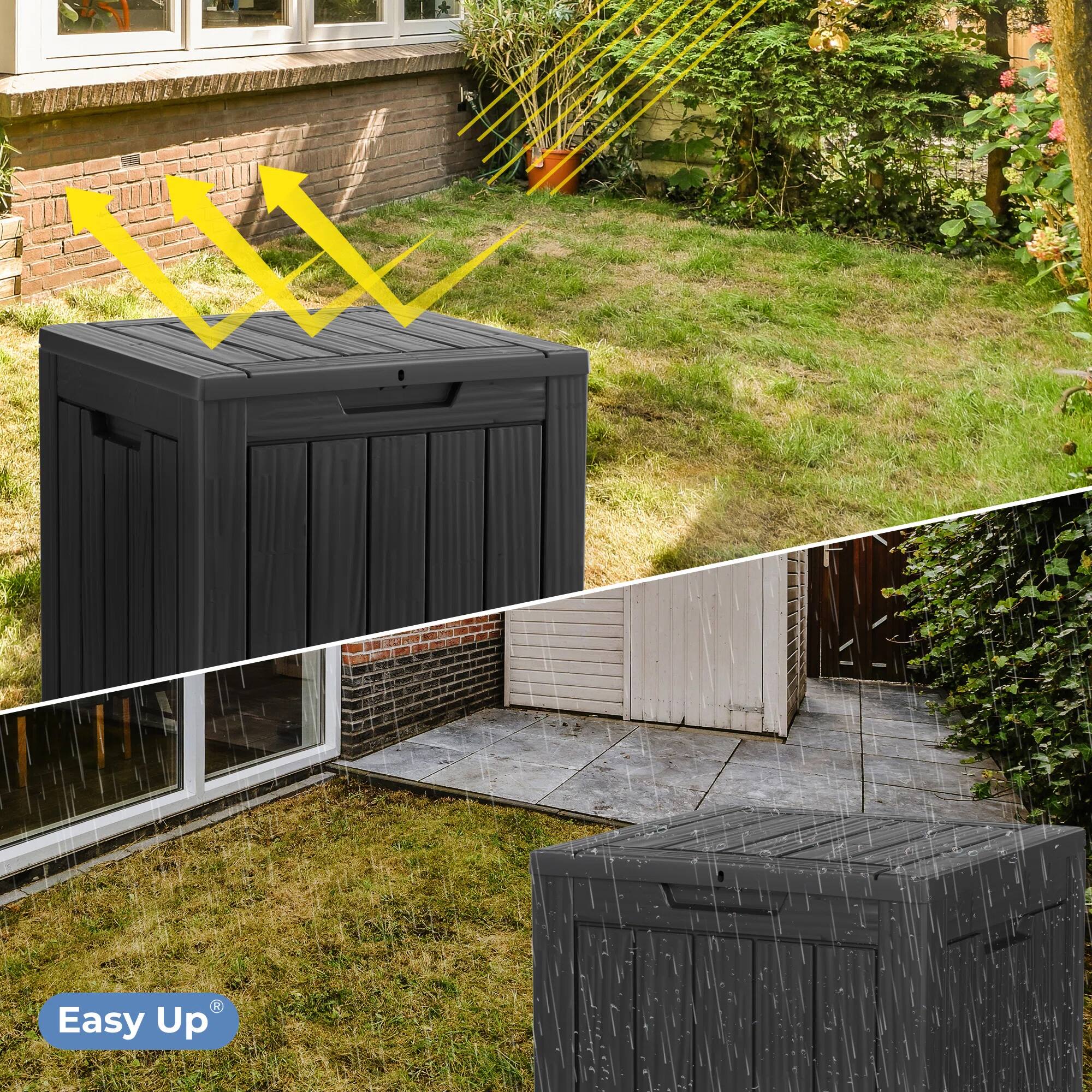 Alt View 5. Chic Crate - 18.11'' W 28 Gallons Water Resistant Resin Lockable Deck Box - Black.