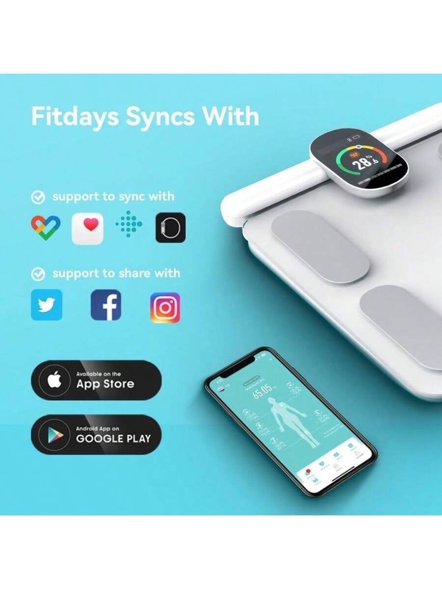 Fitdays Syncs With

- support to sync with
- support to share with

Available on the App Store

Android App on GOOGLE PLAY