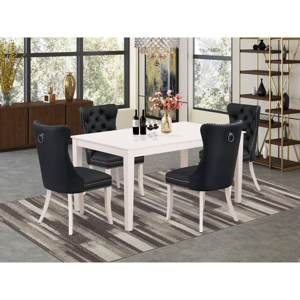 Alt View 3. East West Furniture - 5 Piece Dining Room Set - White.