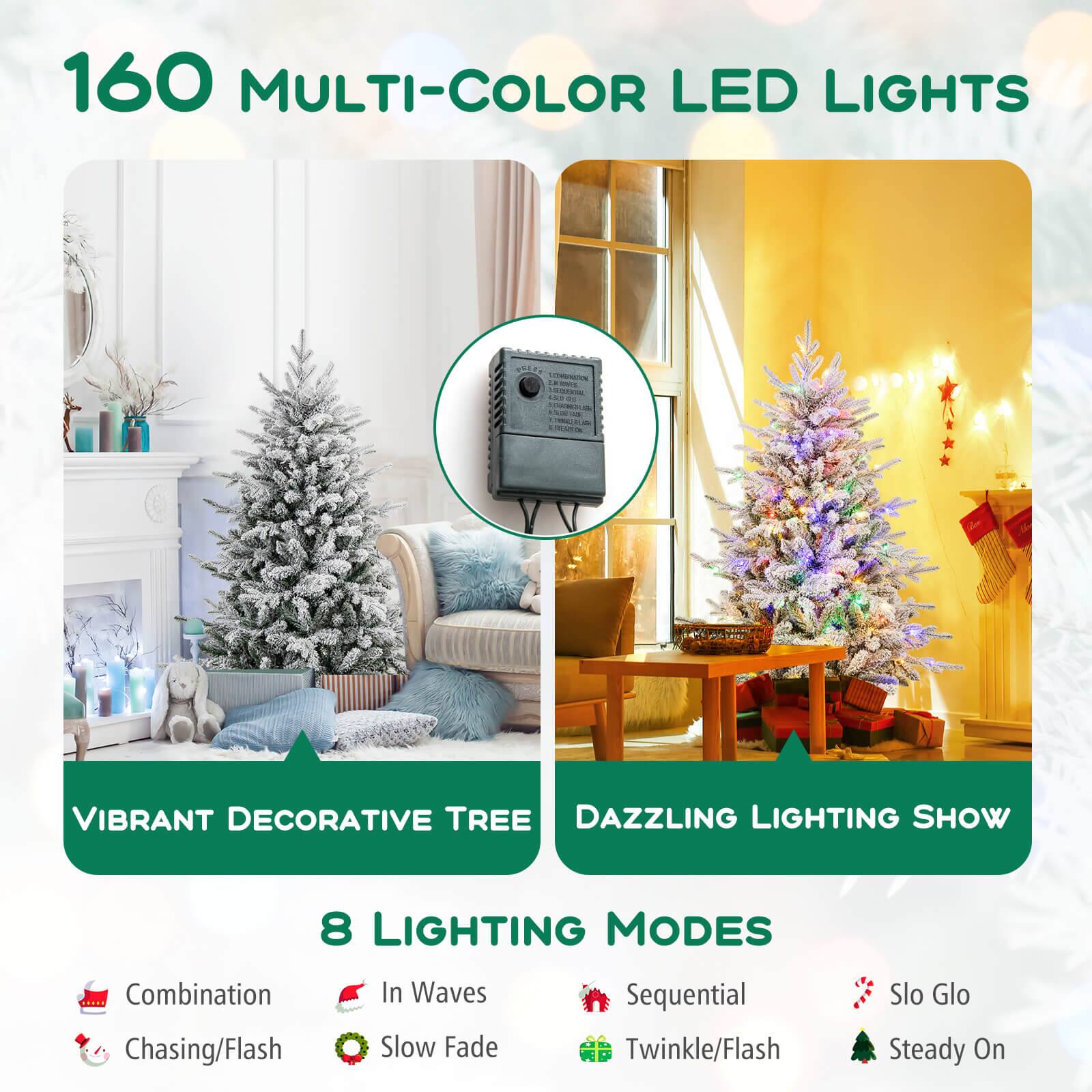 160 Multi-Color LED Lights - 4T LRTS - Vibrant Decorative Tree - Dazzling Lighting Show - 8 Lighting Modes: Combination, Chasing/Flash, In Waves, Slow Fade, Sequential, Twinkle/Flash, Slo Glo, Steady On.