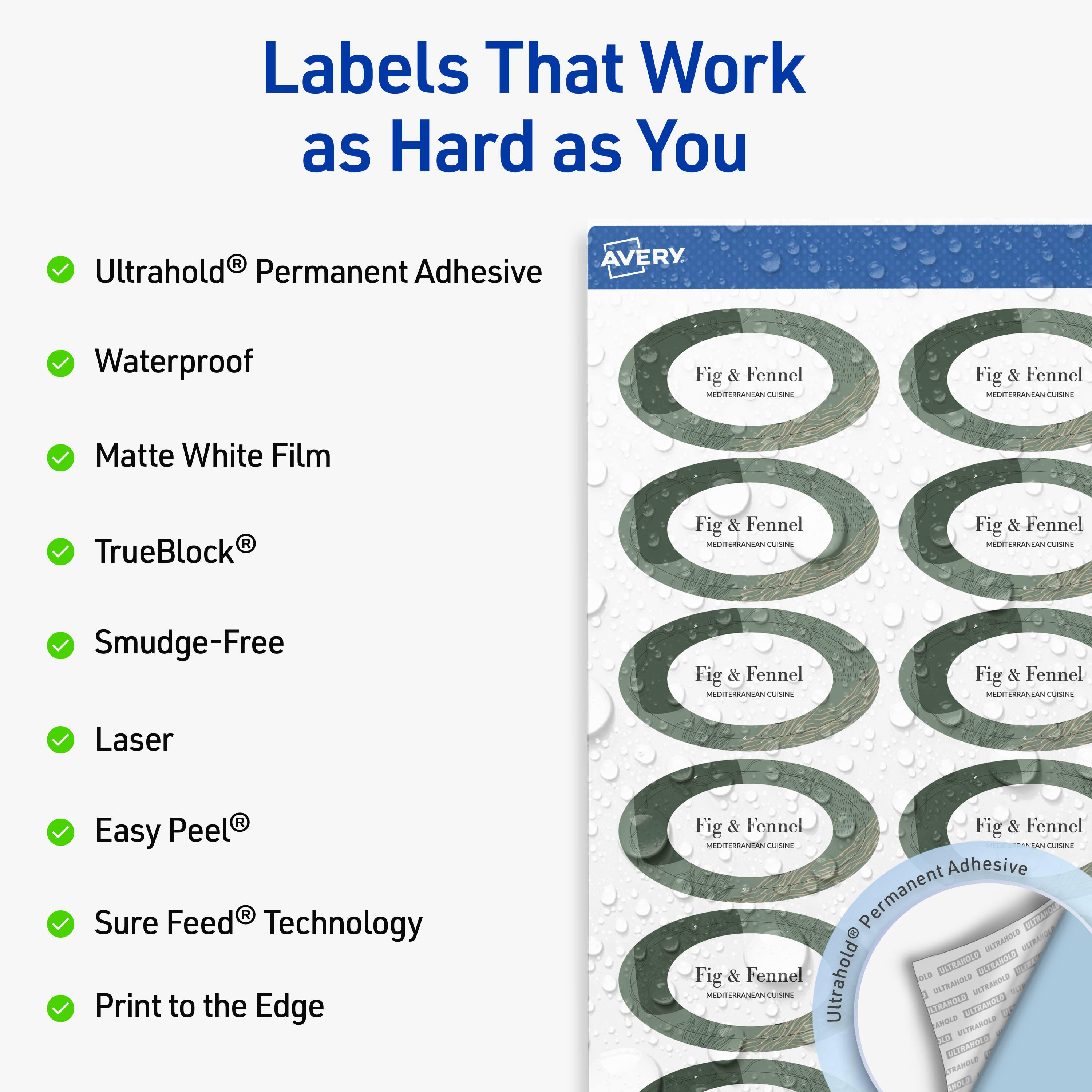 Labels That Work as Hard as You

- UltraHold® Permanent Adhesive
- Waterproof
- Matte White Film
- TrueBlock®
- Smudge-Free
- Laser
- Easy Peel®
- Sure Feed® Technology
- Print to the Edge

Fig & Fennel  
Mediterranean Cuisine