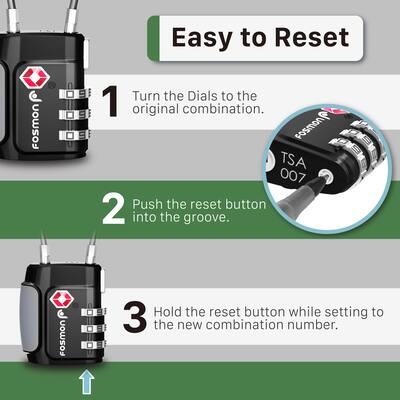 Fosmon Pack TSA Approved Luggage Lock, Digit Combination Lock