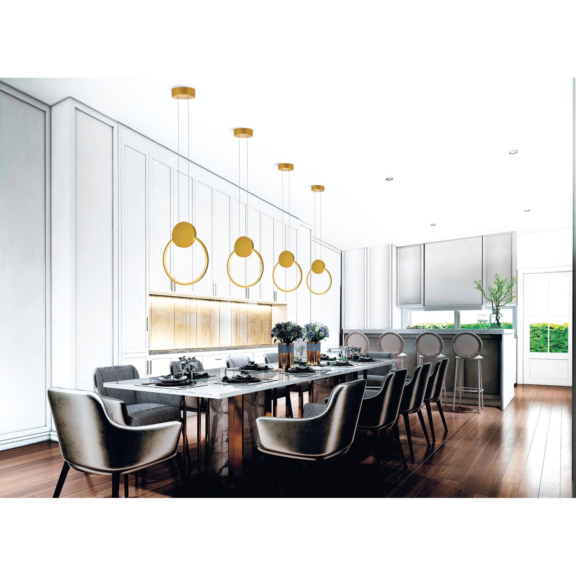 Alt View 2. CWI Lighting - Pulley 12 in LED Satin Gold Mini Pendant - Satin Gold.