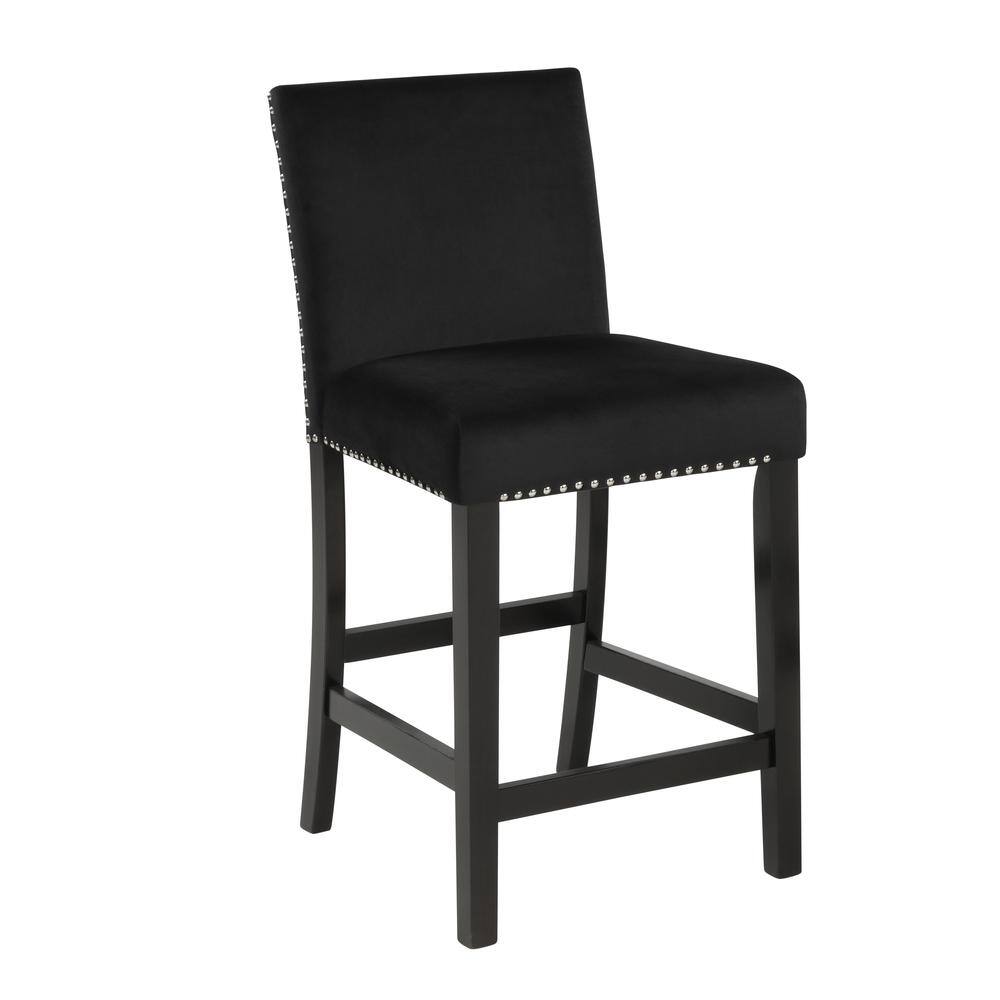 Angle. New Classic Furniture - Furniture Celeste 39.5" Wood Counter Chair in Black (Set of 2) - Black.