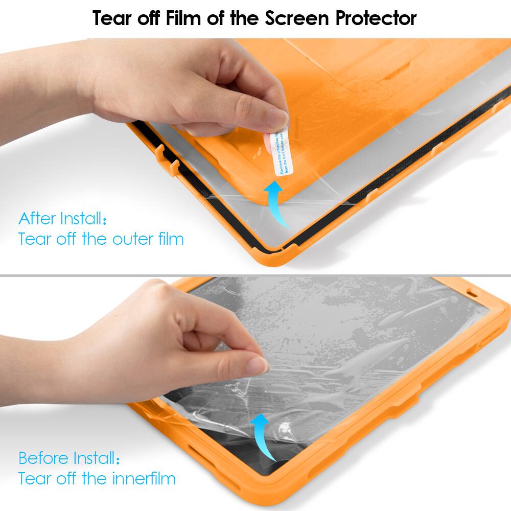 Tear off Film of the Screen Protector

After Install:
Tear off the outer film

Before Install:
Tear off the inner film