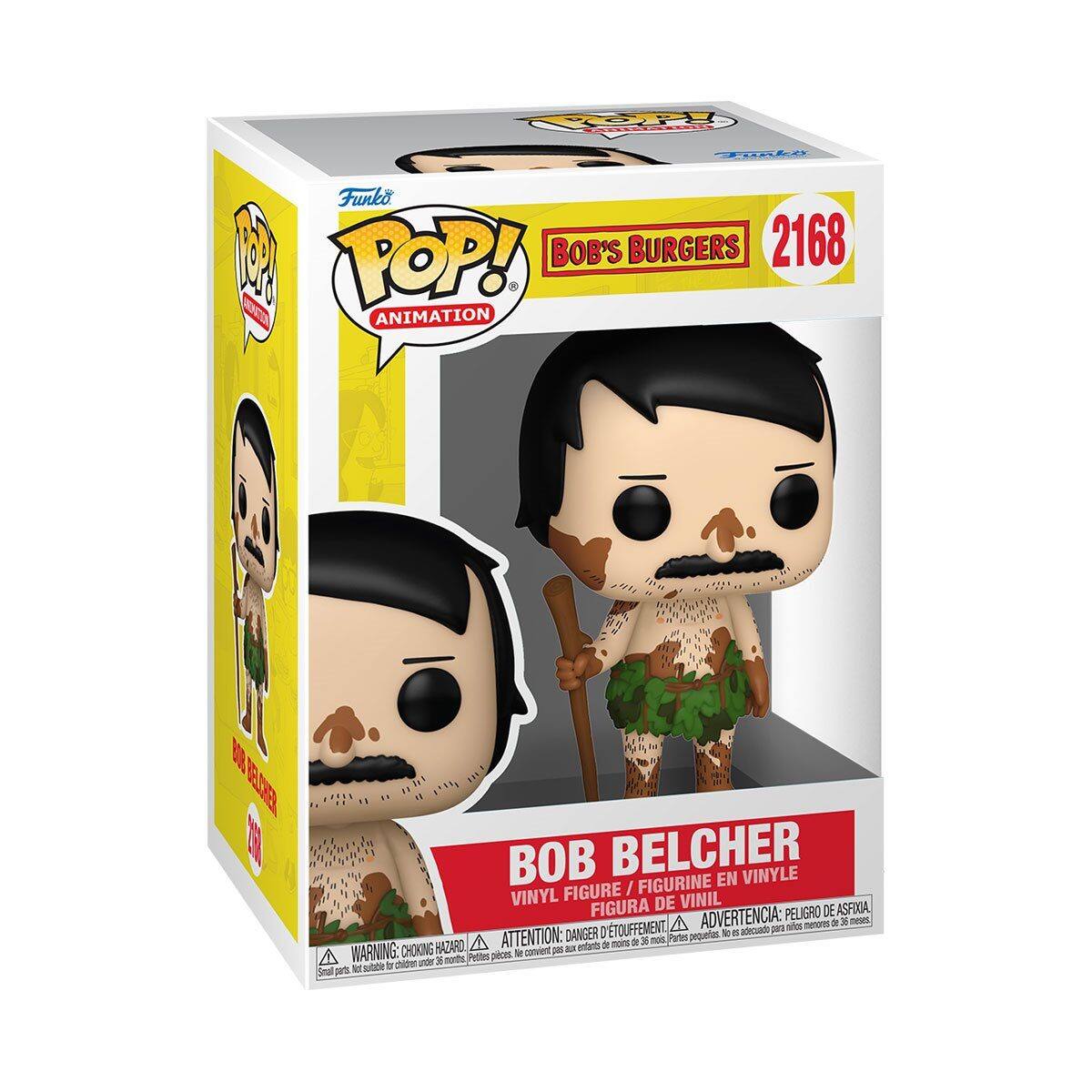 Sure, here is the corrected and grouped text from the image:

---

**Funko POP! ANIMATION**

**BOB'S BURGERS**

**2168**

**BOB BELCHER**

**VINYL FIGURE / FIGURINE EN VINYLE / FIGURA DE VINIL**

**WARNING: CHOKING HAZARD - Small parts. Not for children under 3 years.**

**ADVERTENCIA: PELIGRO DE ASFIXIA - Piezas pequeñas. No es adecuado para menores de 3 años.**

**ATTENTION: DANGER D'ÉTOUFFEMENT - Petites pièces. Ne convient pas aux enfants de moins de 3 ans.**

---

This text is organized to reflect the information on the packaging of the Funko Pop! vinyl figure.