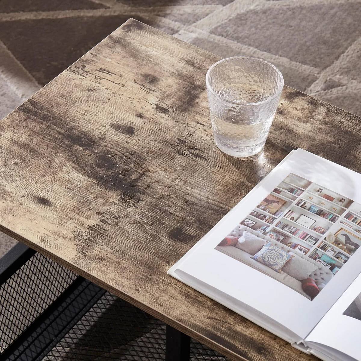 Back. Hivvago - Hivvago Industrial Modern Metal TV Stand with Media Storage Shelf - Grey.