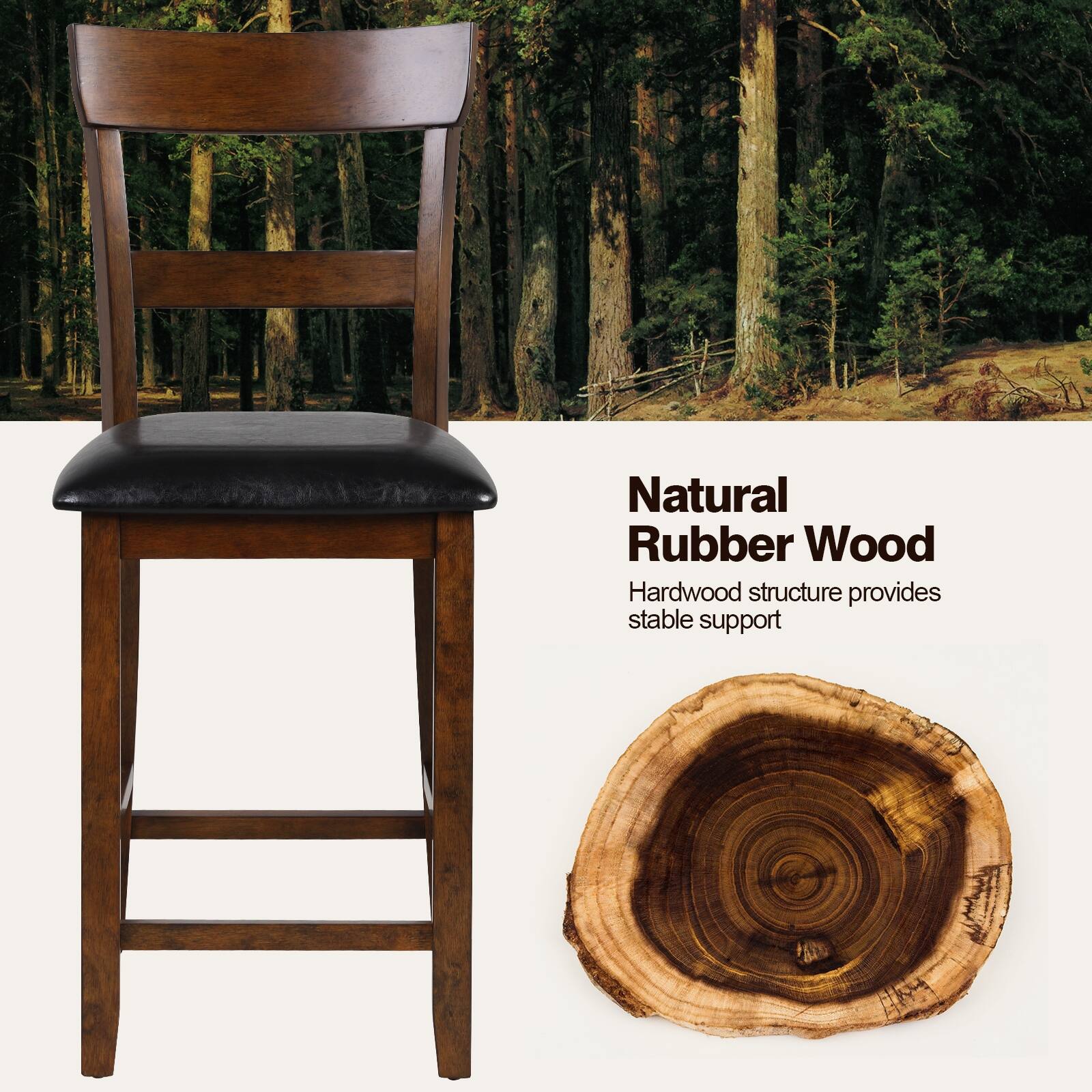 Natural Rubber Wood
Hardwood structure provides stable support