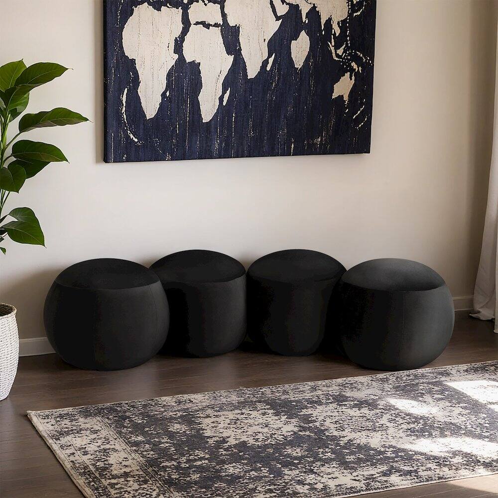 Alt View 1. Meridian Furniture - Apollo Black Velvet Bench - Black.