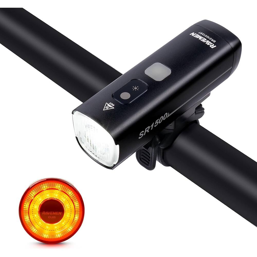 RTMB - Rechargeable Bike Light Set, Front & Rear, IPX7 Waterproof - Black