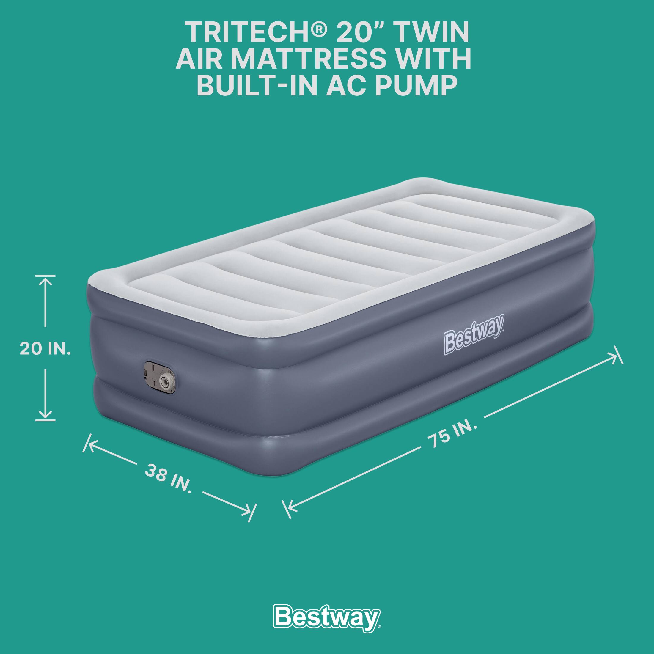 TRITECH® 20" TWIN AIR MATTRESS WITH BUILT-IN AC PUMP

20 IN.
38 IN.
75 IN.

Bestway