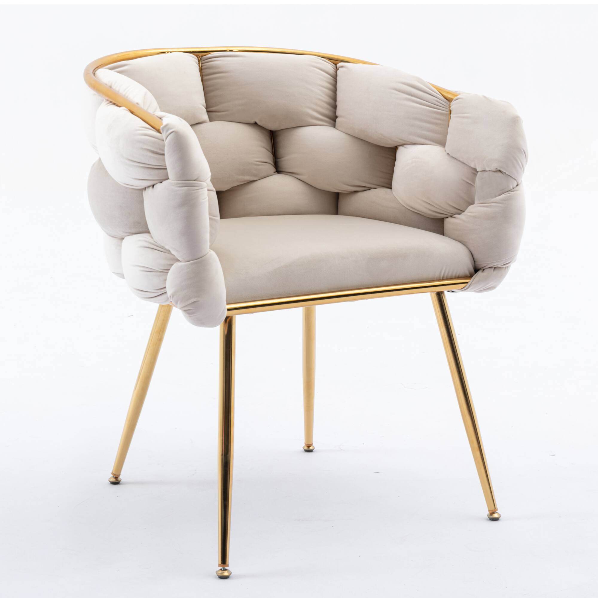 Alt View 2. GOODSILO - Modern Velvet Accent Chair for Bedroom Living Room Comfortable Single Seater Upholstered Lazy Sofa - Beige.