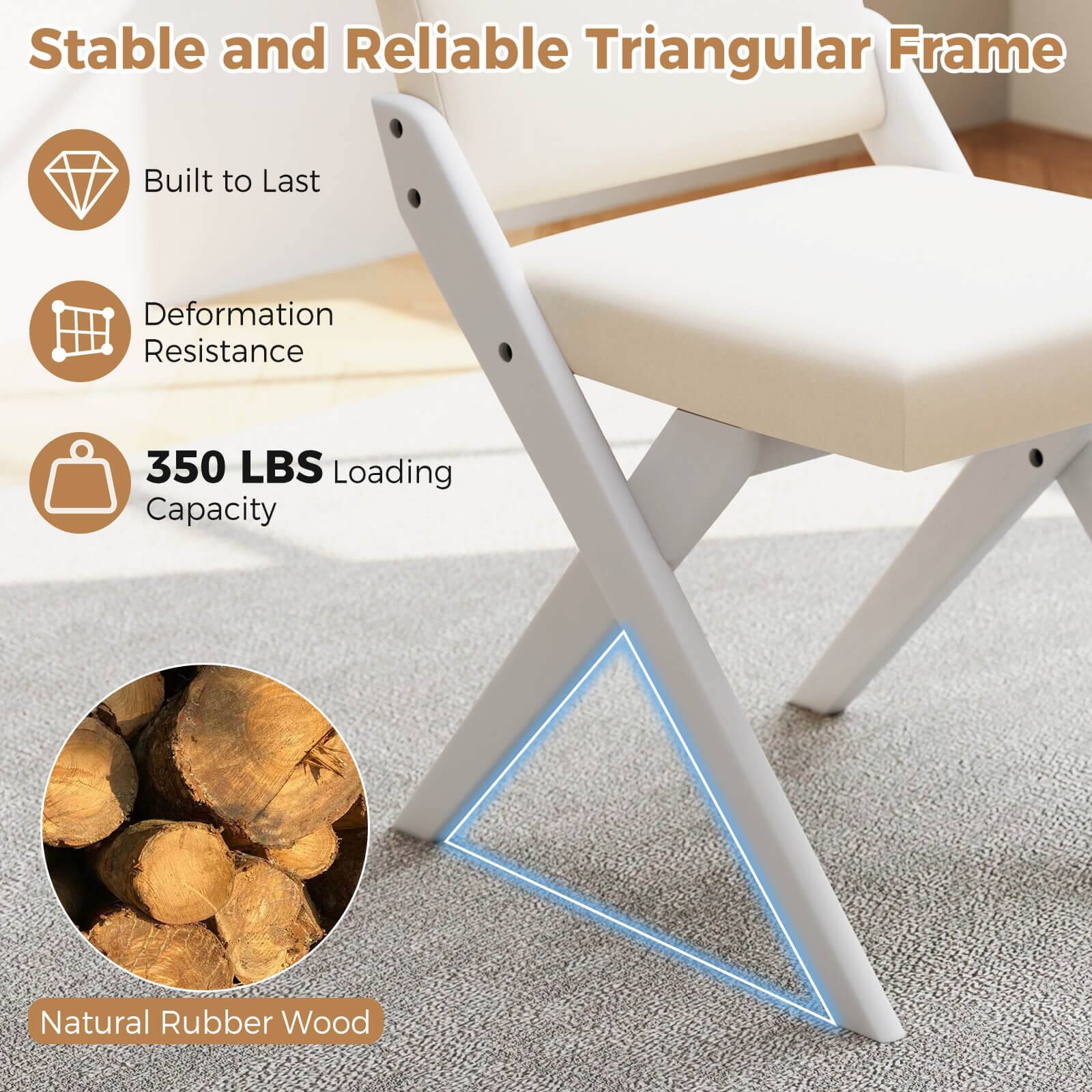 Costway Wooden Dining Chairs of 4 with Rubber Wood Frame Padded ...