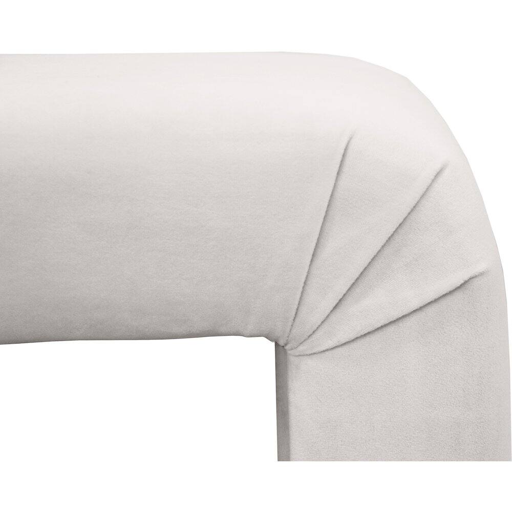 Alt View 4. Meridian Furniture - Minimalist Cream Velvet Bench - Beige.