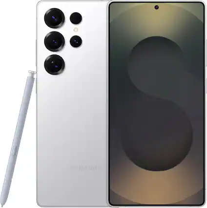 Front. Samsung - Galaxy S25 Ultra S938U (Fully Unlocked) 256GB - Titanium Whitesilver.