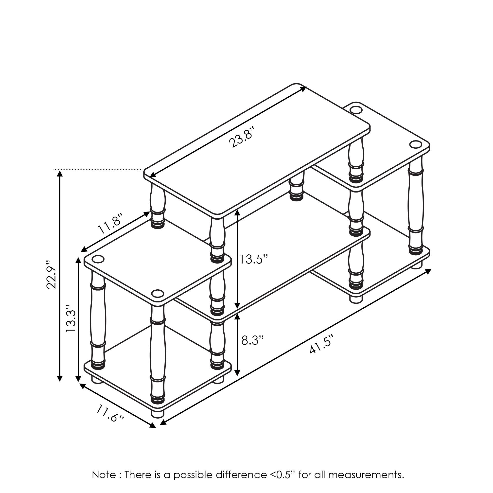 23.8"  
22.9"  
13.3"  
11.8"  
13.5"  
8.3"  
41.5"  
11.6"  

Note: There is a possible difference <0.5" for all measurements.