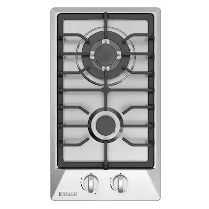 Front. Empava - 12 in. 2 Burners Recessed Natural Gas Cooktop - Stainless Steel.
