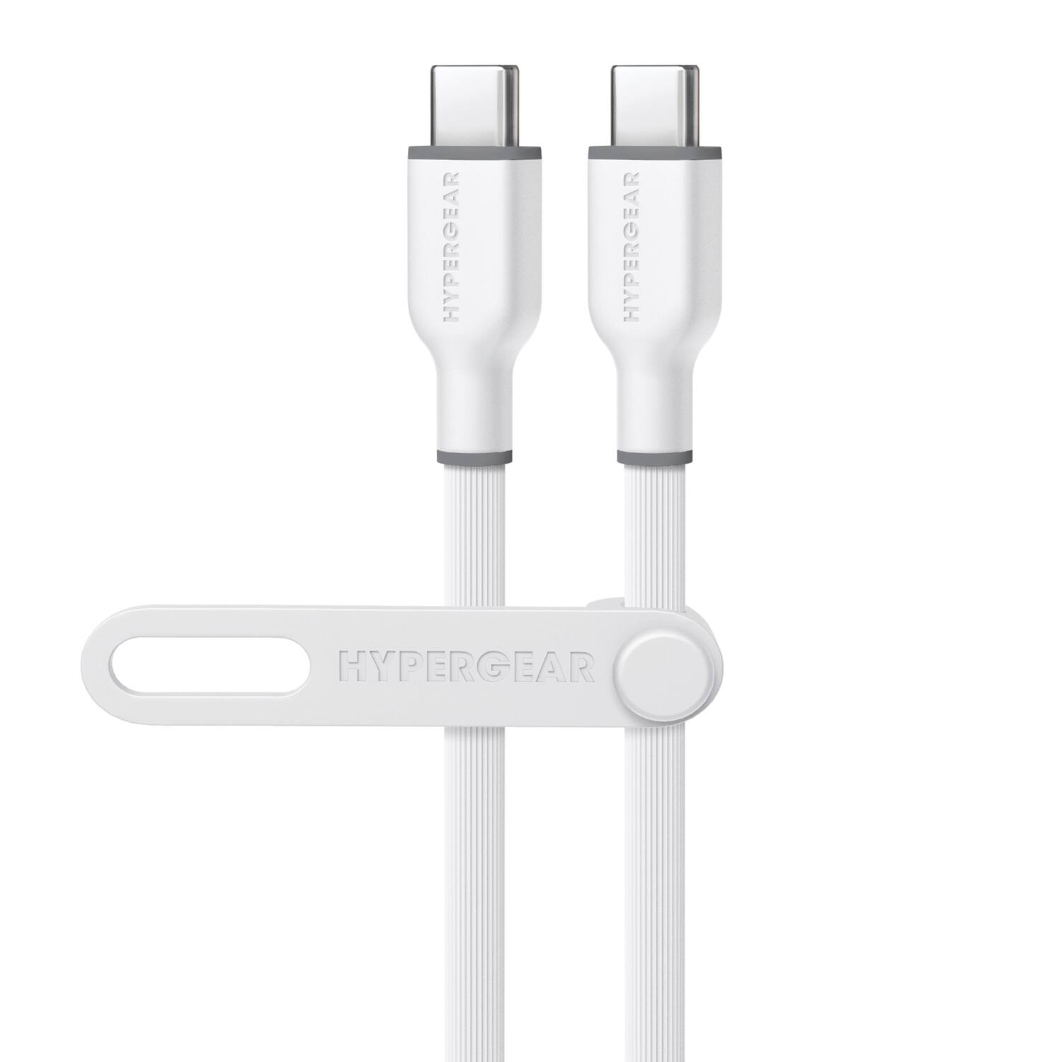 HyperGear - 16054 Flexi Pro Usb-c To Usb-c Soft-touch Silicone Fast Charge And Sync Cable (15 Ft.; - White
