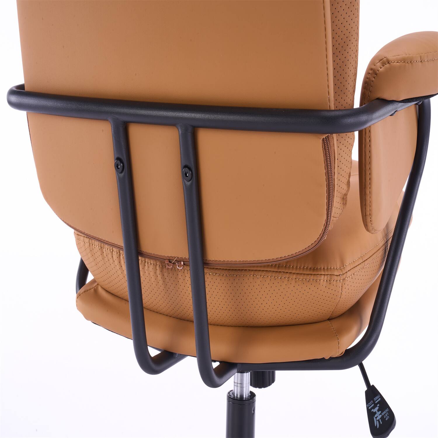 Alt View 5. Forest'nSky - Camel Ergonomic White Leather Office Chair, Reclining Backrest with Adjustable Height & 360° Swivel, Easy Assembly - Camel.