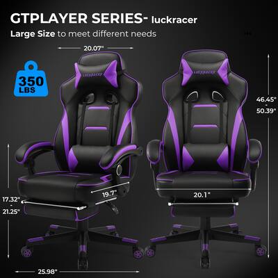GTPlayer F59 Racing Style Gaming Chair with Footrest Purple