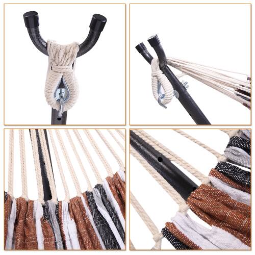 Alt View 2. Winado - Hammock Set 9 FT Heavy Duty with Steel Stand, Portable Carrying Bag for Garden Indoor Outdoor Patio Deck Yard Beach - Coffee Stripes.